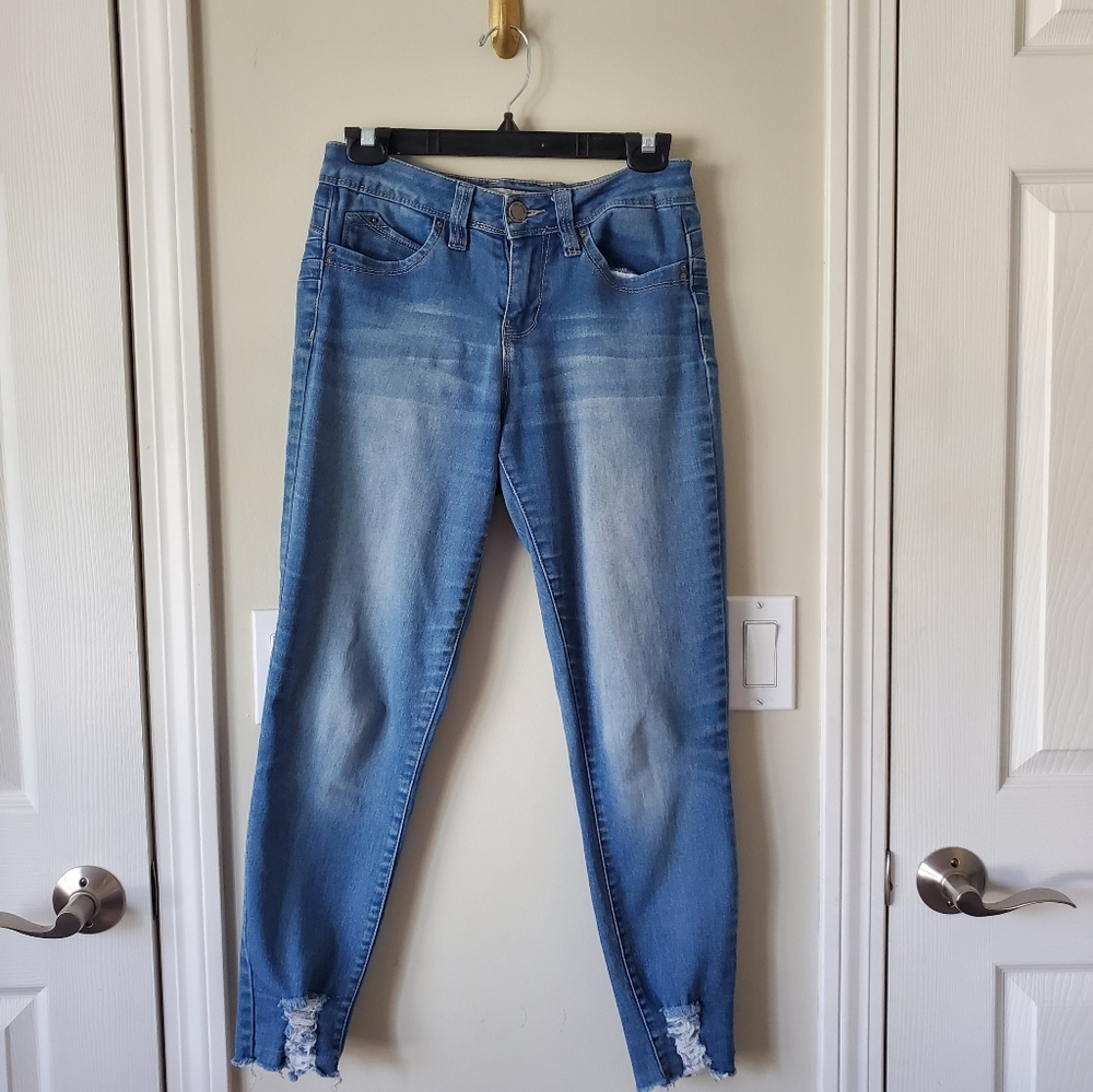 Petite, washed denim, skinny jeans